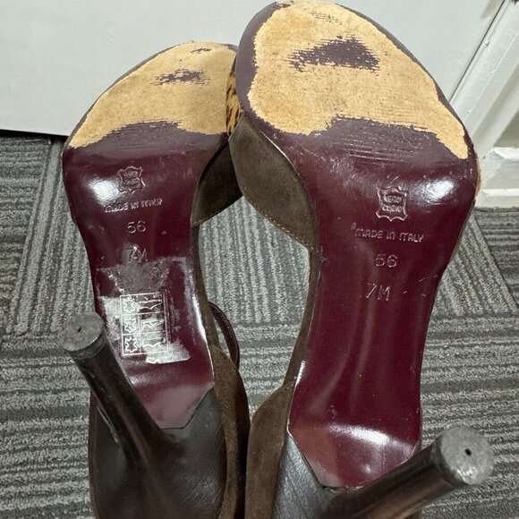 Via Spiga brown suede hair on hide cheetah spots closed toe heels - Picture 7 of 7